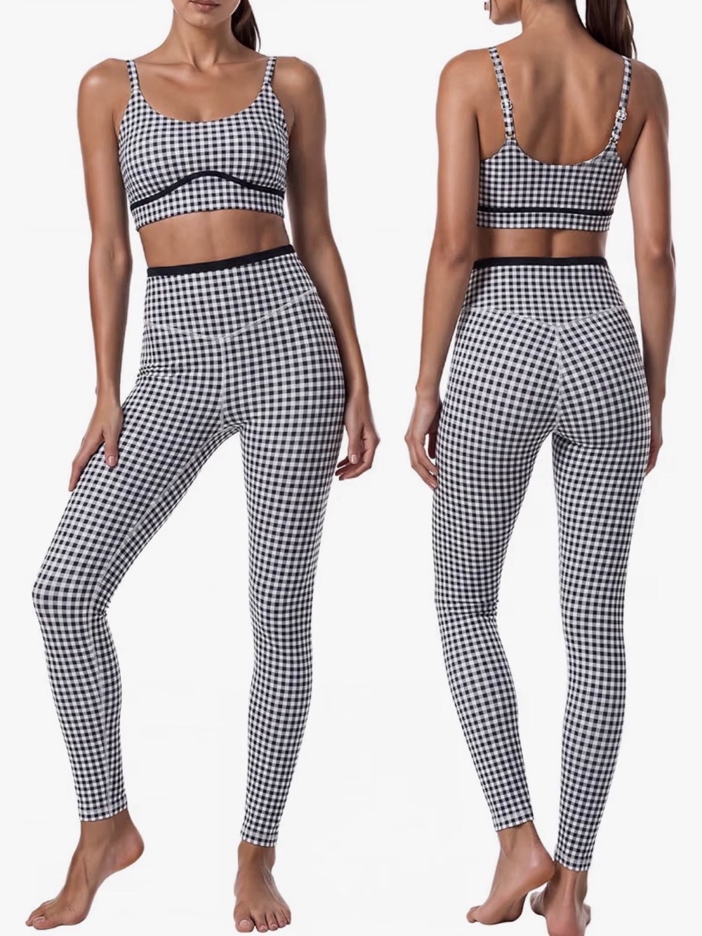 NWT Women's Gingham Print 2-Piece Athletic Set Gingham Print 2-Piece Athletic Si